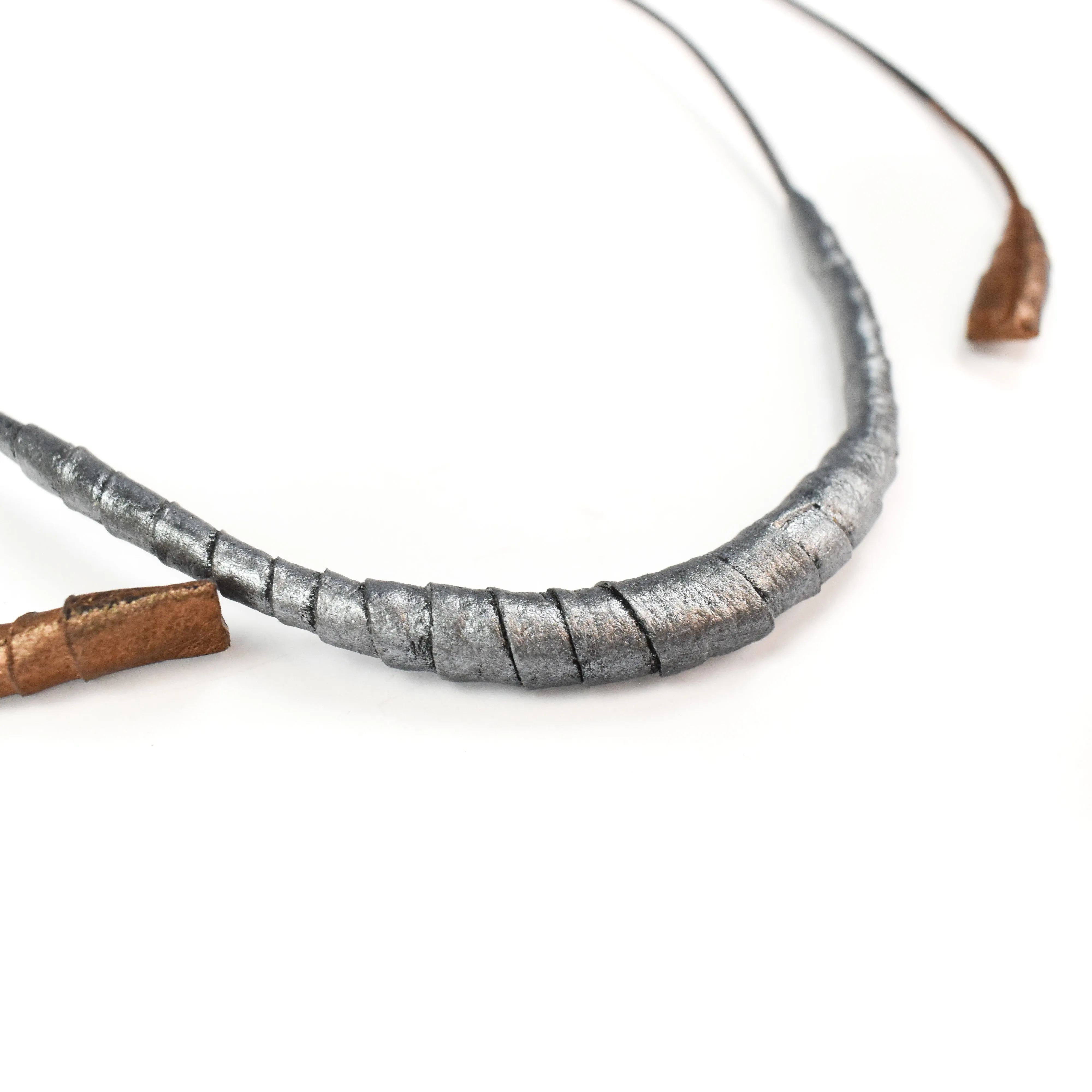 Nicolette Blahusch Pewter/Rust Bolo Wrap Necklace