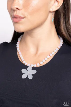Nostalgic Novelty - White - Acrylic Flower Charm with Colorful Beads Paparazzi Short Necklace