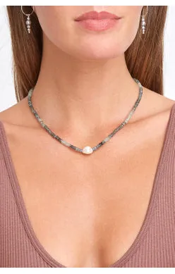 NS-14368 moss aquamarine necklace