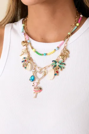 Oceanside Bliss Gold Multi Charm Layered Necklace