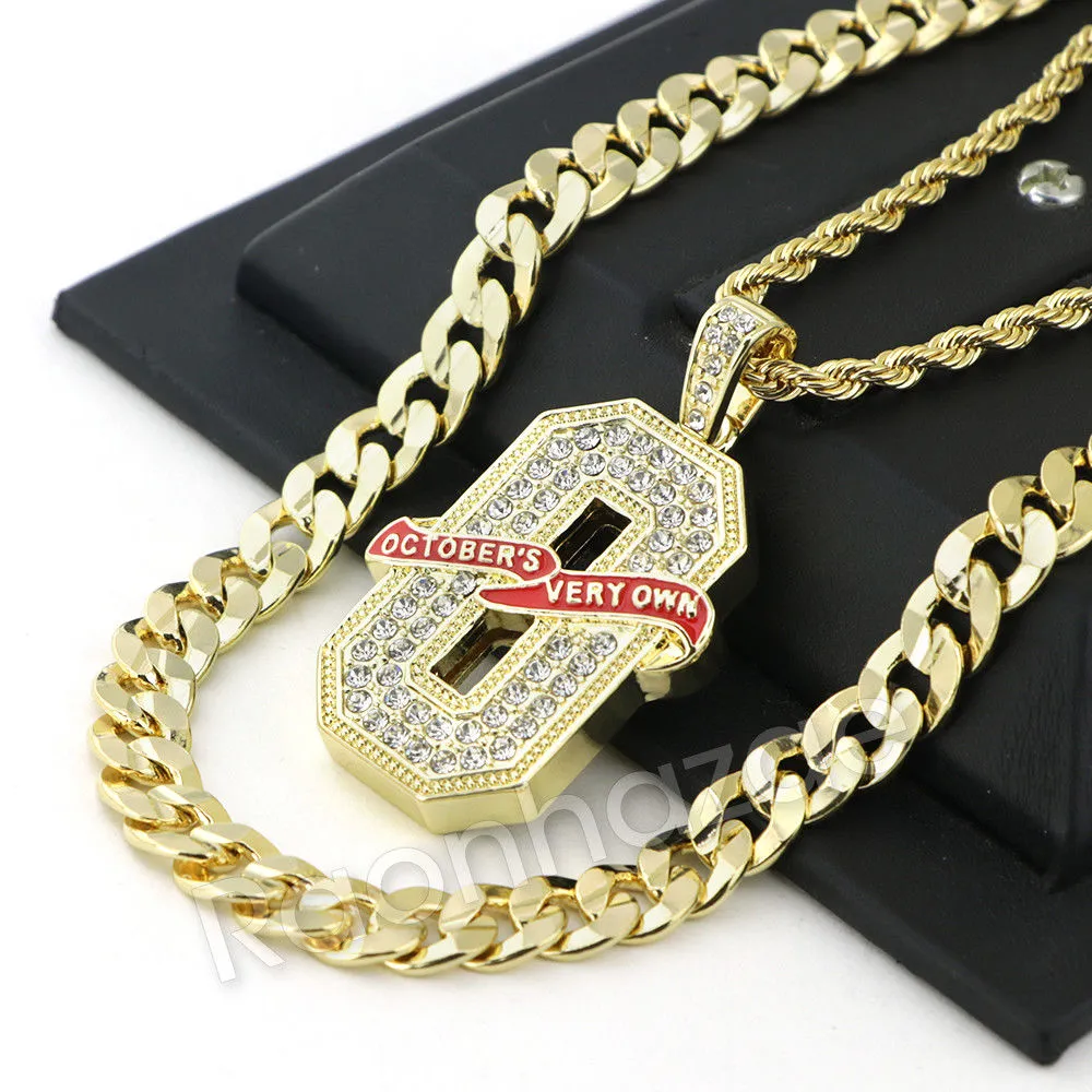 OCTOBER'S VERY OWN CHARM ROPE CHAIN DIAMOND CUT CUBAN CHAIN NECKLACE 72