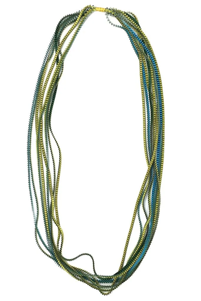Oil Green Multicolor Fabric Necklace