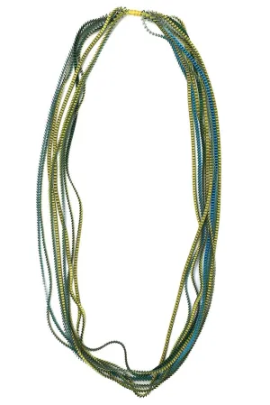 Oil Green Multicolor Fabric Necklace