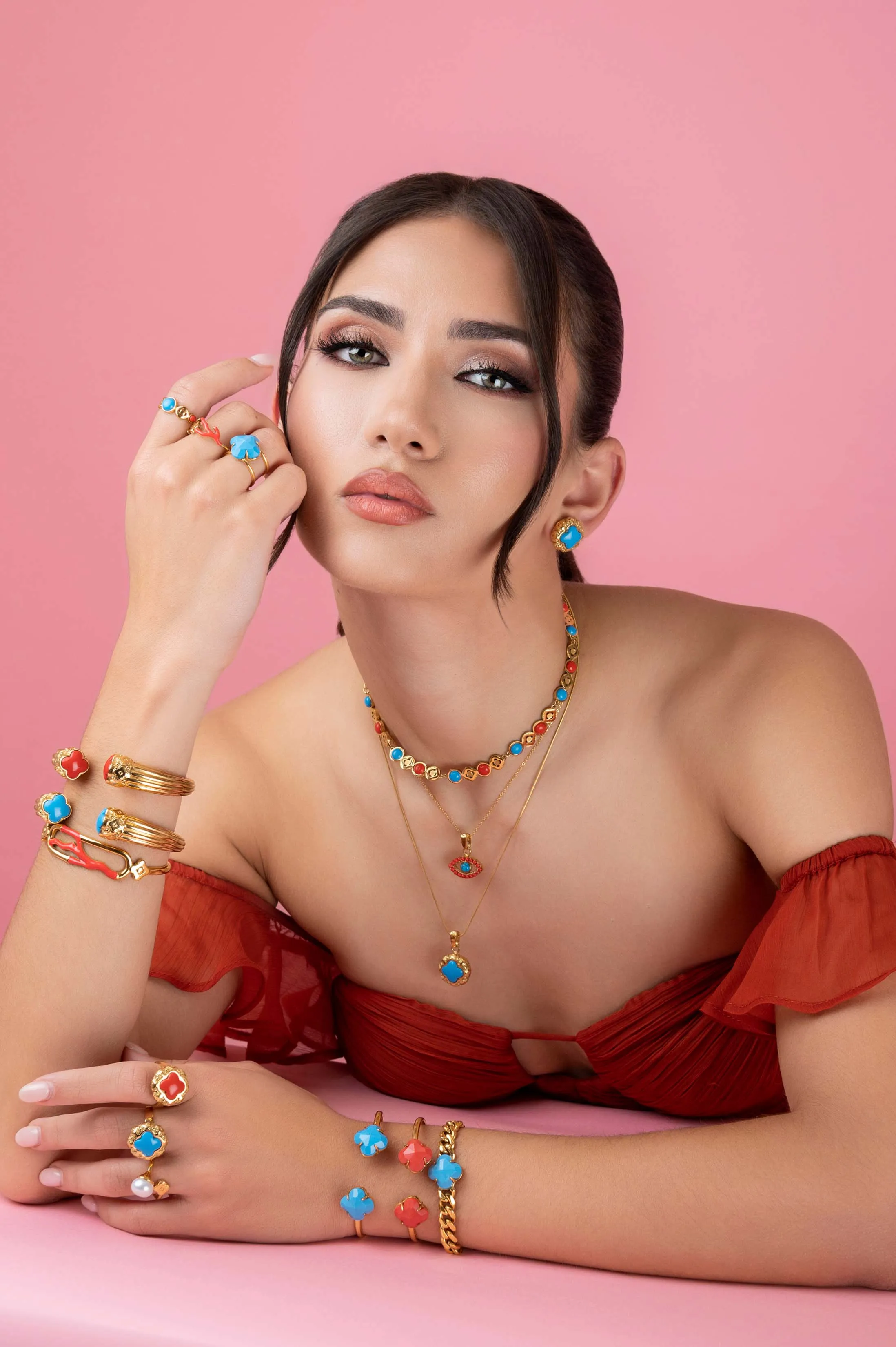 Olimpia's Coral & Turquoise Statement Choker