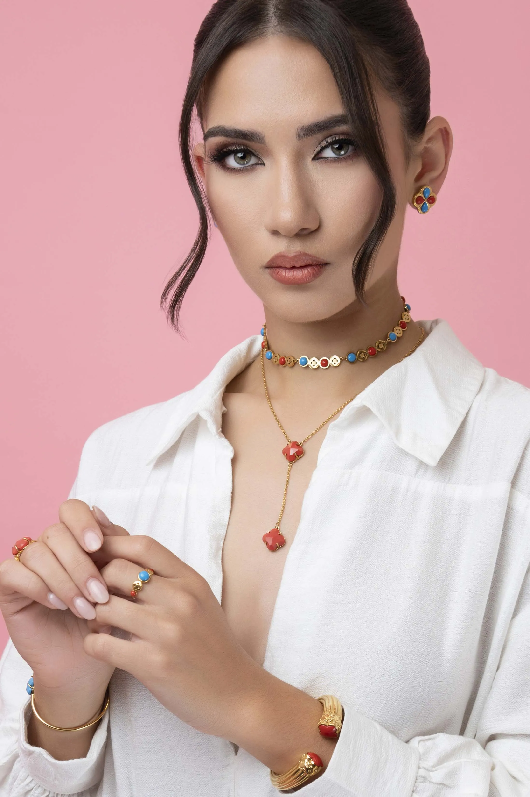 Olimpia's Coral & Turquoise Statement Choker