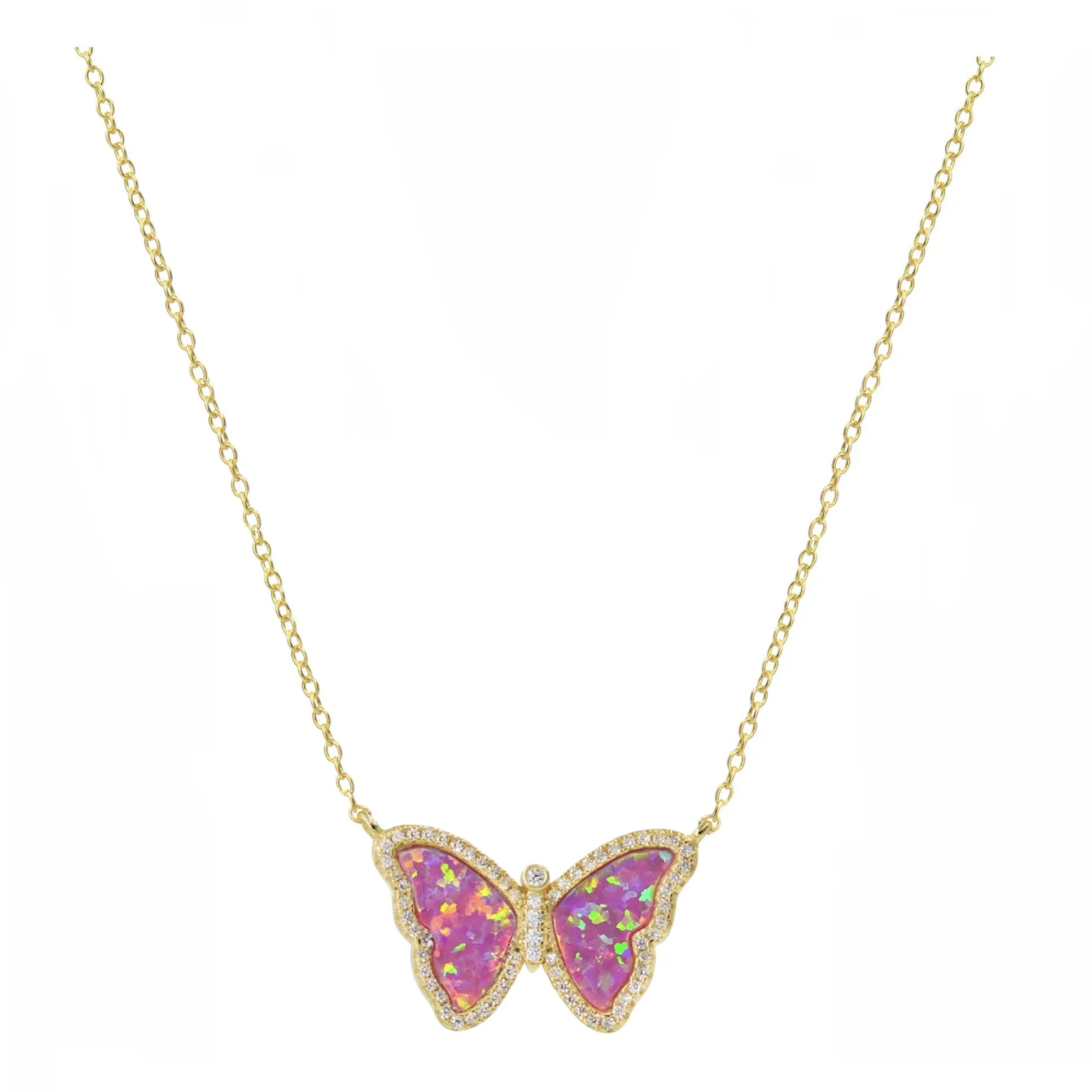 Opal Butterfly Necklace (Available in 10 Colors)