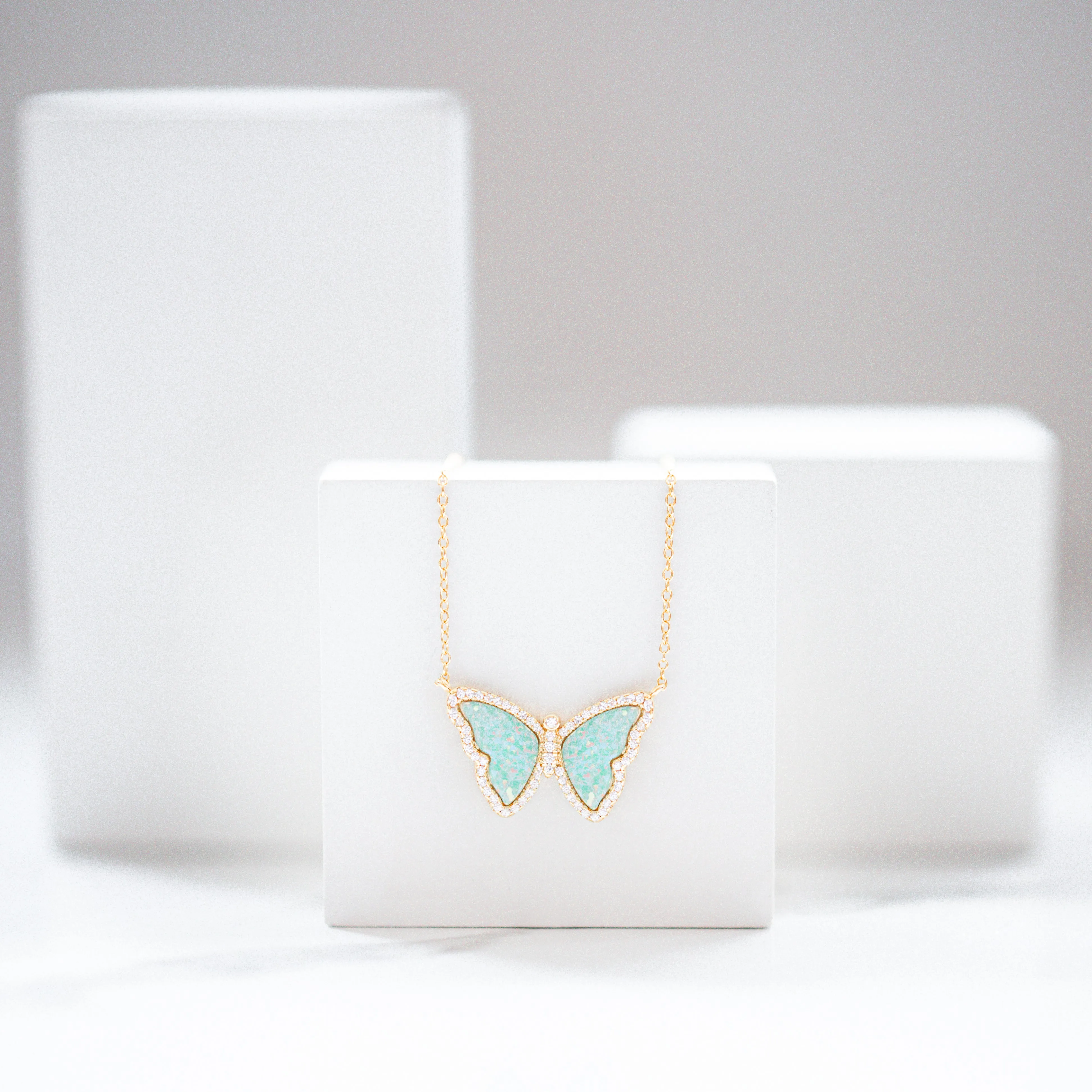 Opal Butterfly Necklace (Available in 10 Colors)