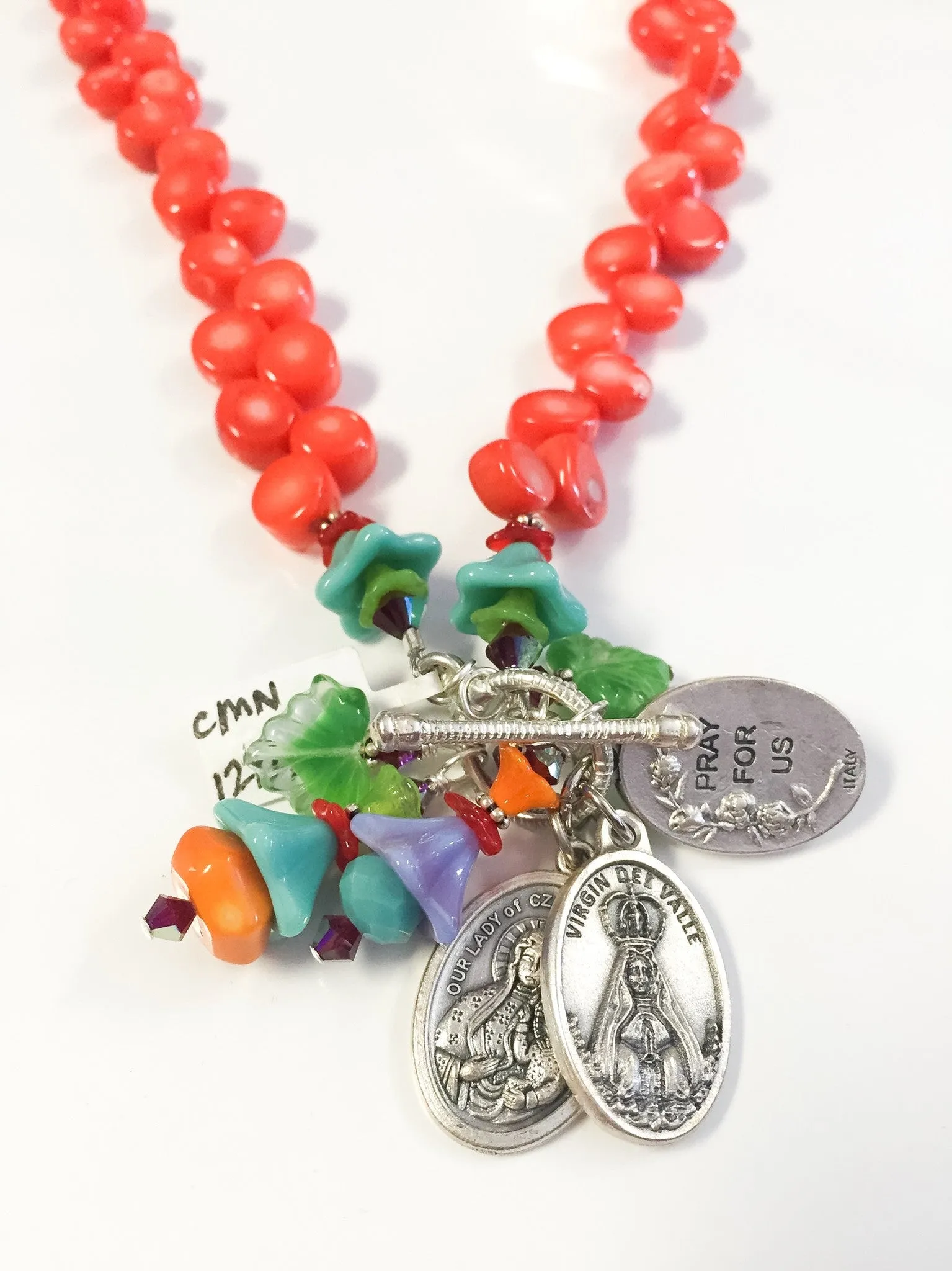 Orange coral necklace by Cynthia Morehouse