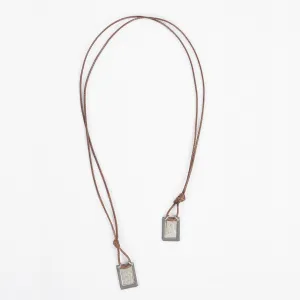 Our Lady of the Carmel Scapular with brown leather cord - Men's Necklace - Male Jewelry