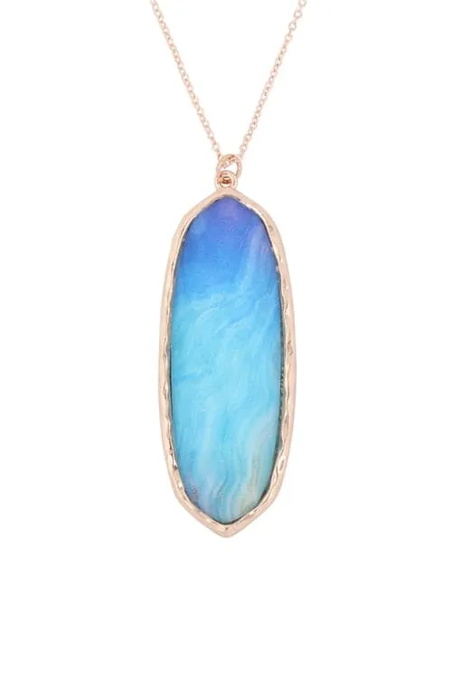 Oval Epoxy Pendant Necklace Light Blue - Pack of 6