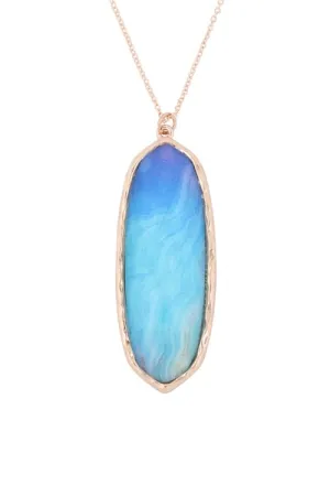 Oval Epoxy Pendant Necklace Light Blue - Pack of 6