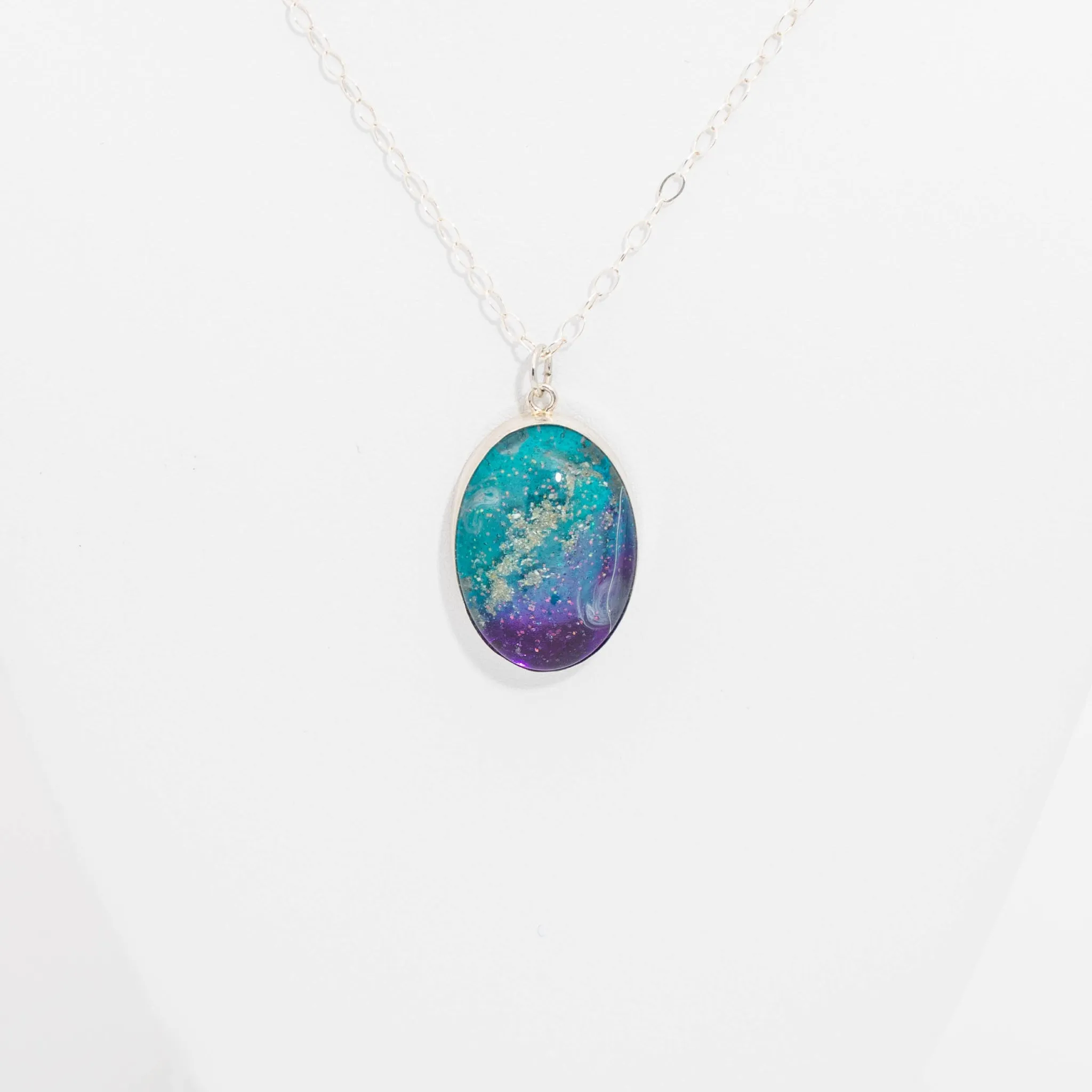 Oval Resin Pendant Memorial Necklace | Cremation Jewelry | Stellar