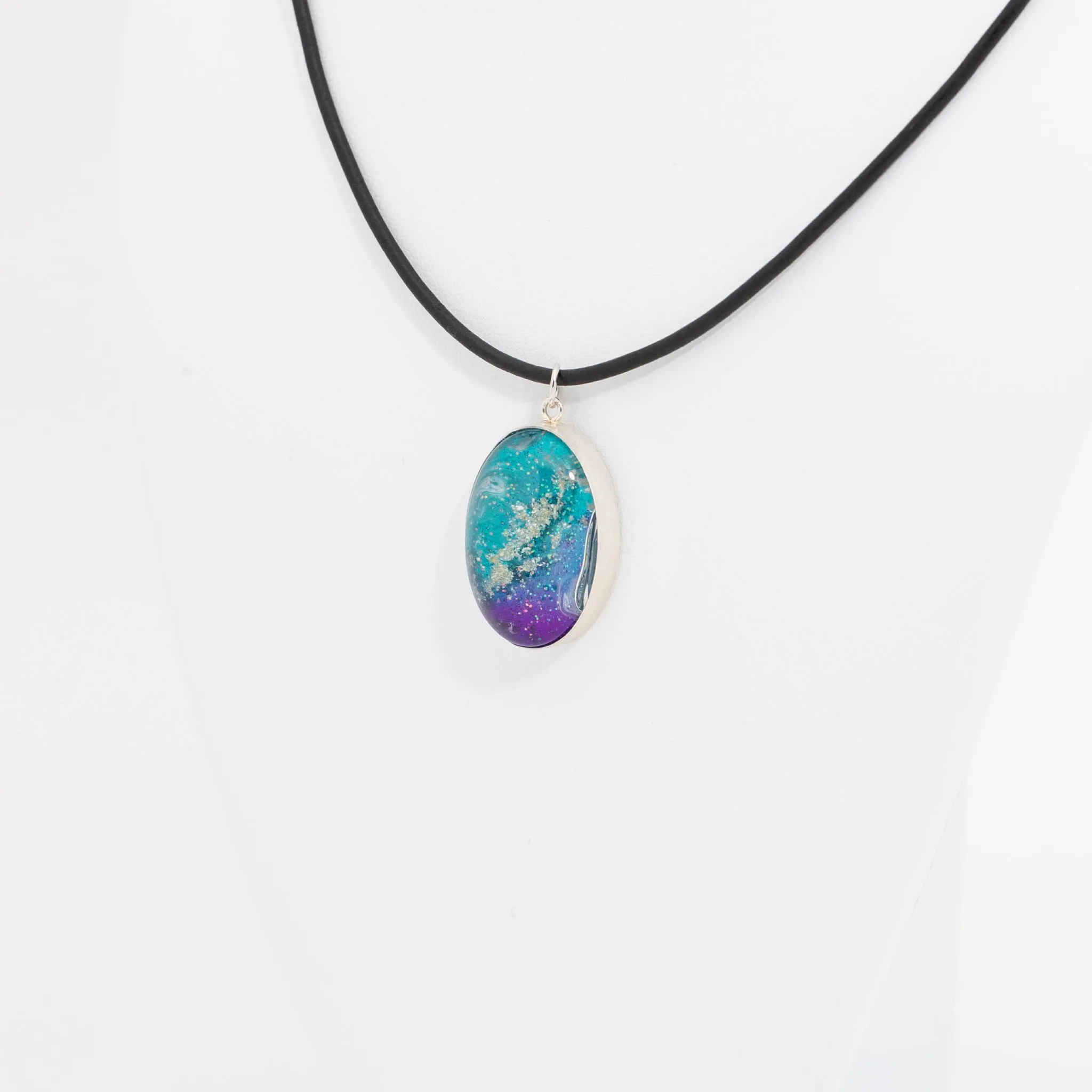 Oval Resin Pendant Memorial Necklace | Cremation Jewelry | Stellar