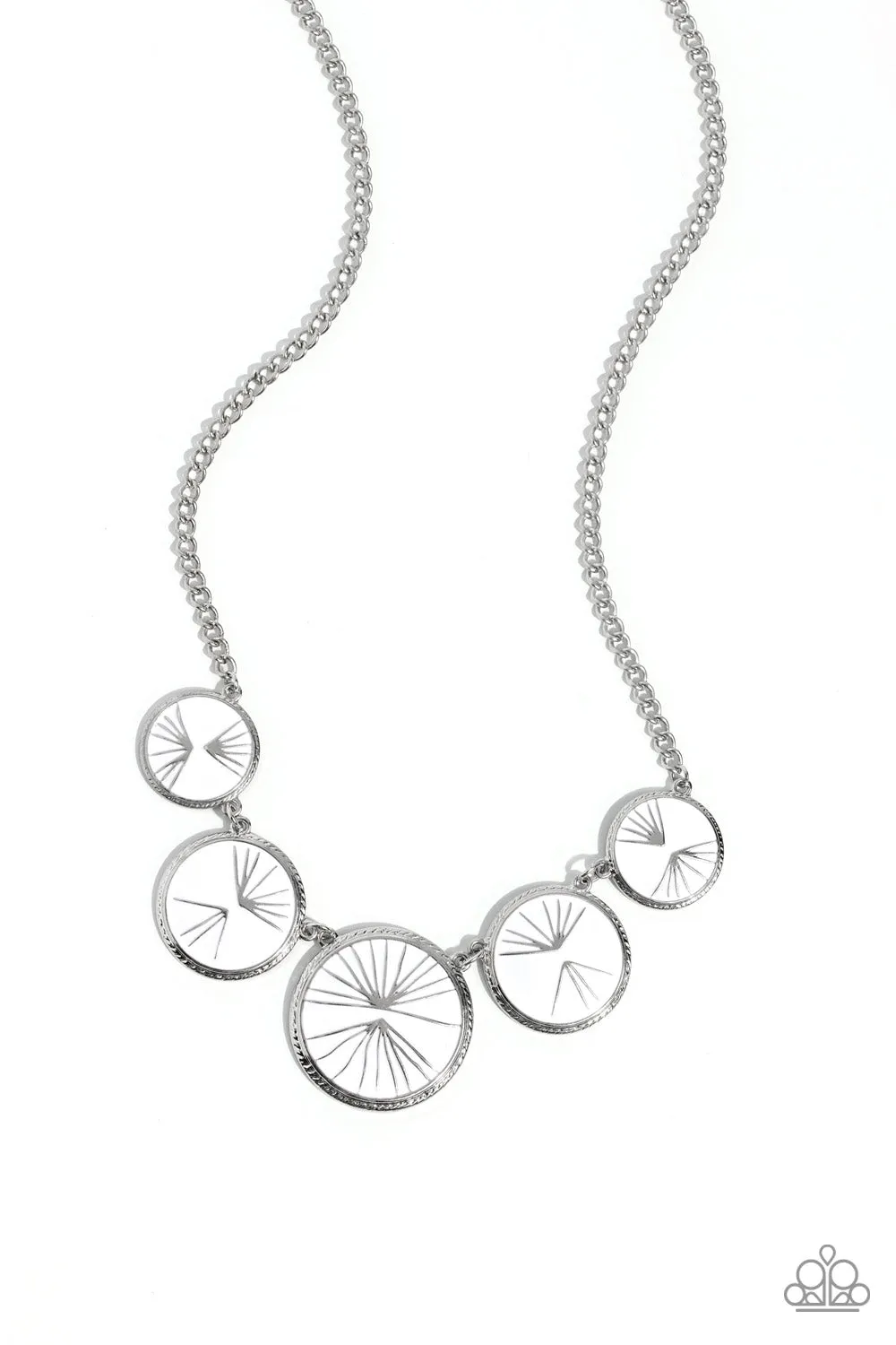 PALM Before the Storm - White - Leaf Pattern Paparazzi Short Necklace