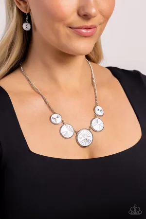 PALM Before the Storm - White - Leaf Pattern Paparazzi Short Necklace