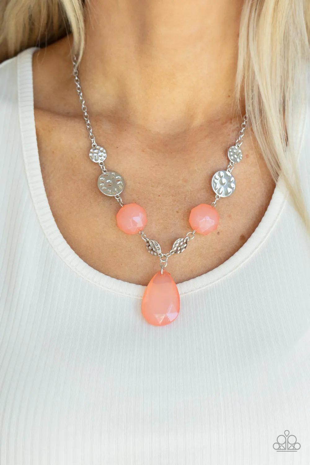 Paparazzi DEW What You Wanna DEW - Orange Necklace