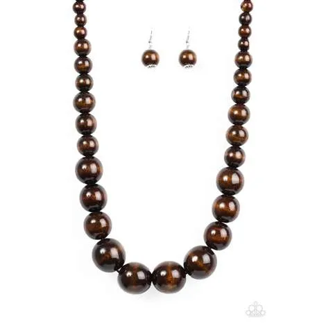 Paparazzi - Effortlessly Everglades - Black Wood Necklace