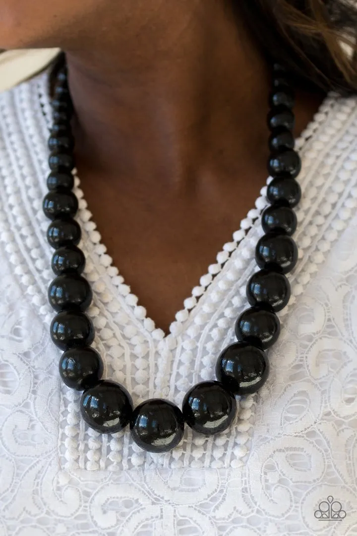 Paparazzi - Effortlessly Everglades - Black Wood Necklace