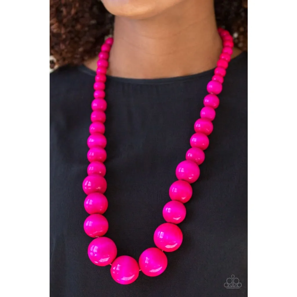 Paparazzi Effortlessly Everglades - Pink Wooden Necklace