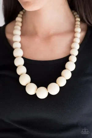 Paparazzi - Effortlessly Everglades - White Wood Necklace