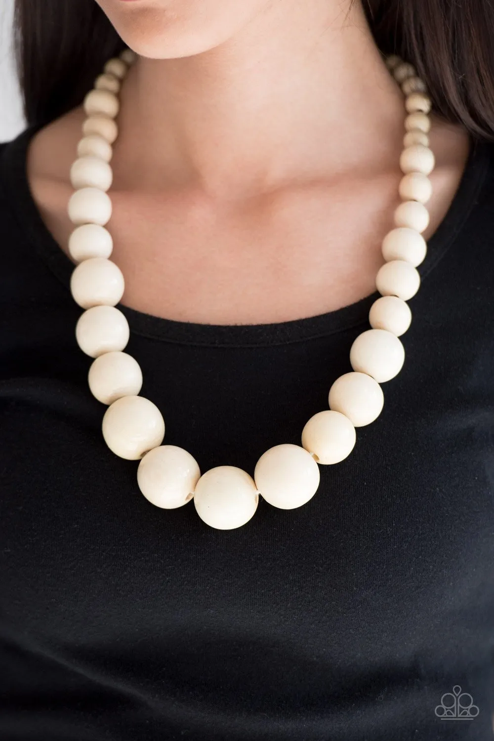 Paparazzi - Effortlessly Everglades - White Wood Necklace