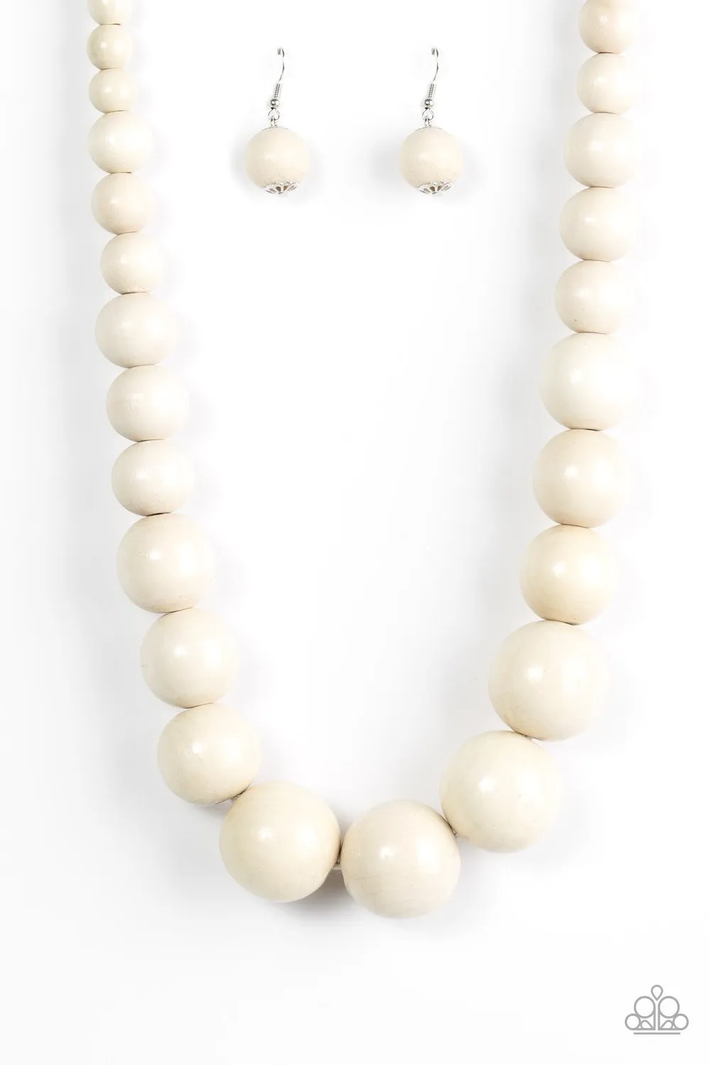 Paparazzi - Effortlessly Everglades - White Wood Necklace
