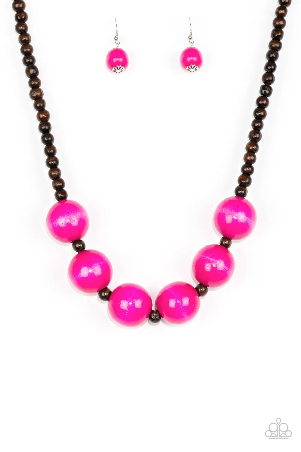Paparazzi - Oh My Miami - Pink Wood Necklace