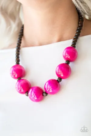 Paparazzi - Oh My Miami - Pink Wood Necklace