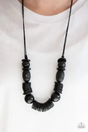 Paparazzi - You Better Belize It - Black Wood Necklace