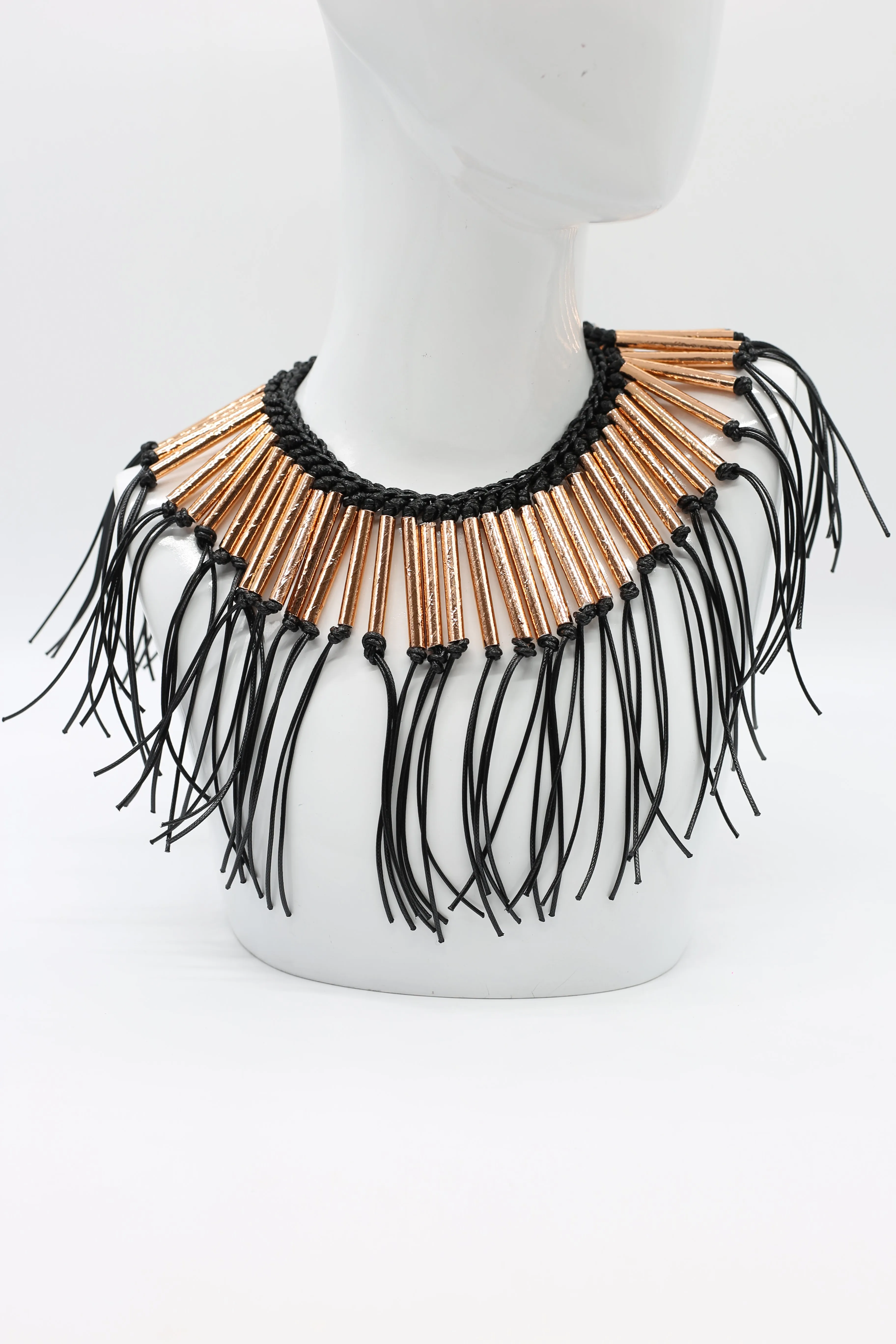 Paper Straw Tribal Fringe Short Necklaces