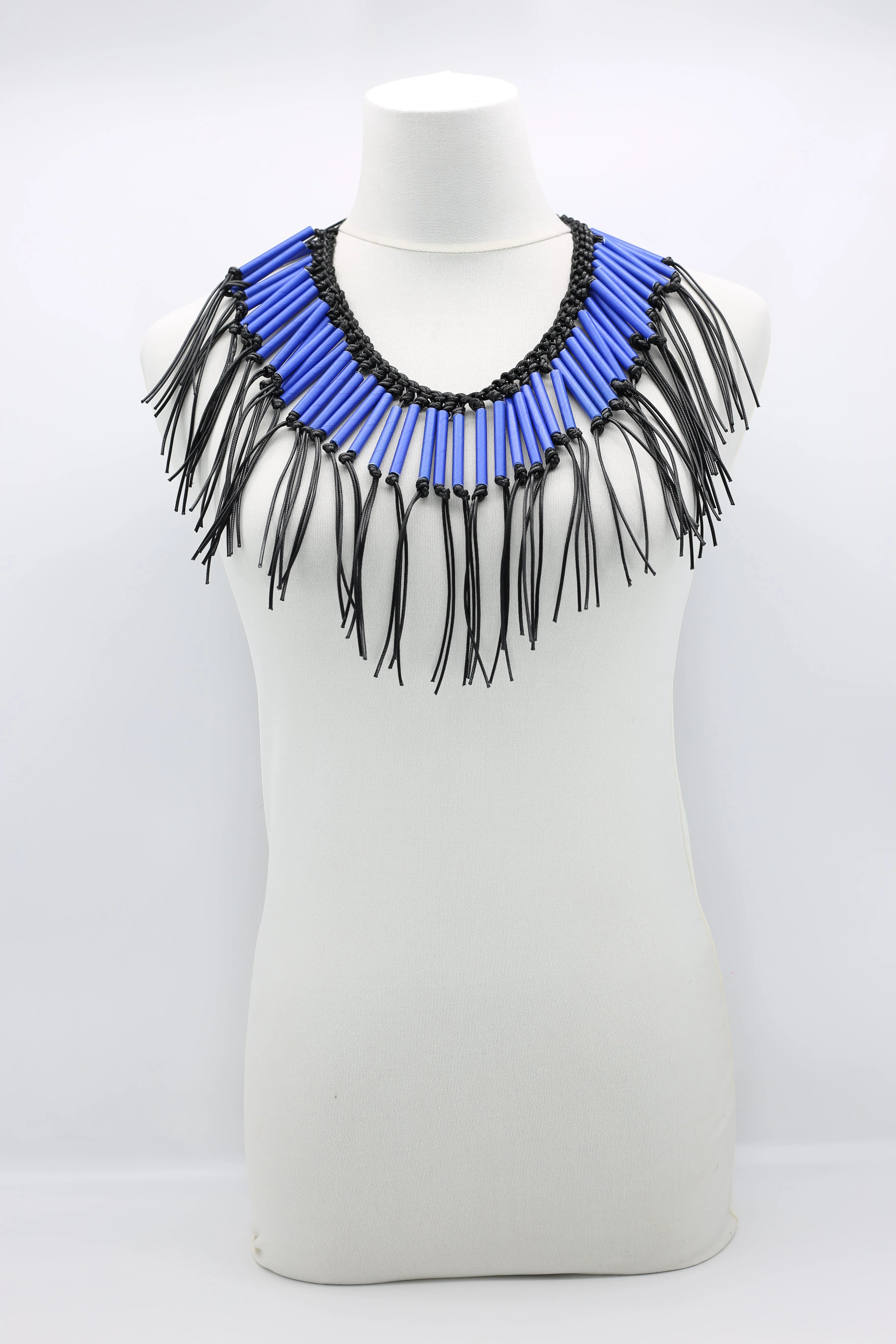 Paper Straw Tribal Fringe Short Necklaces