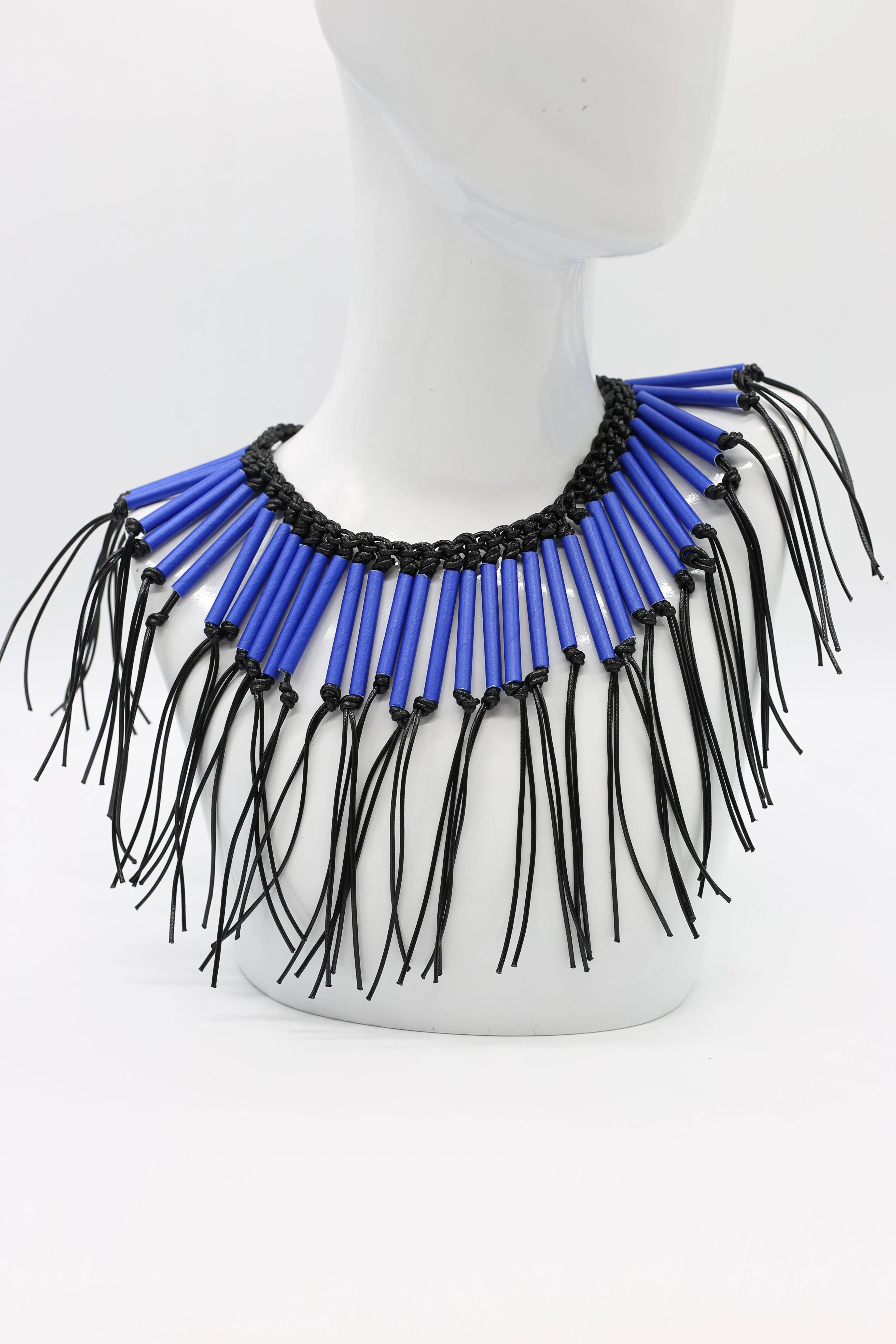 Paper Straw Tribal Fringe Short Necklaces