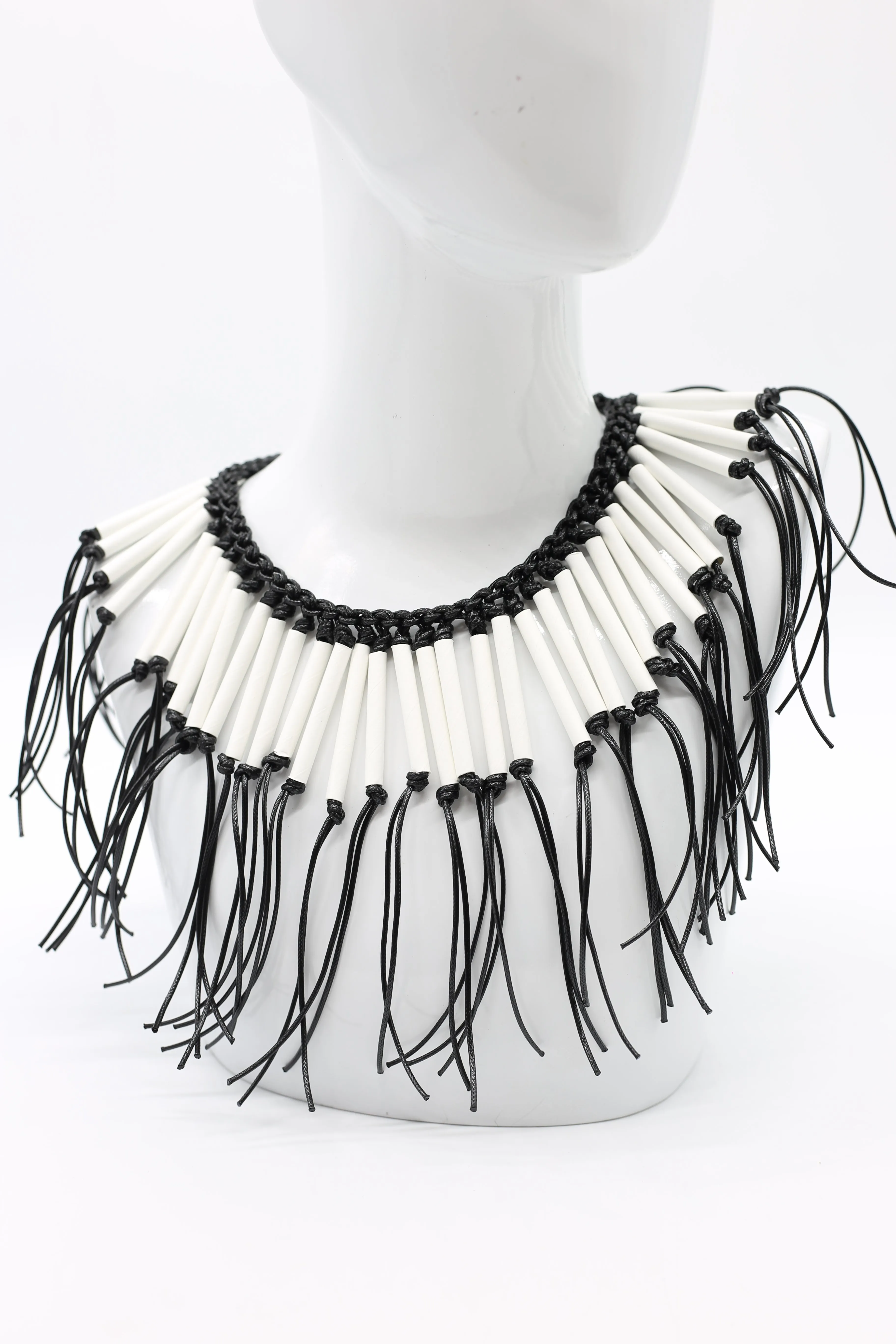 Paper Straw Tribal Fringe Short Necklaces