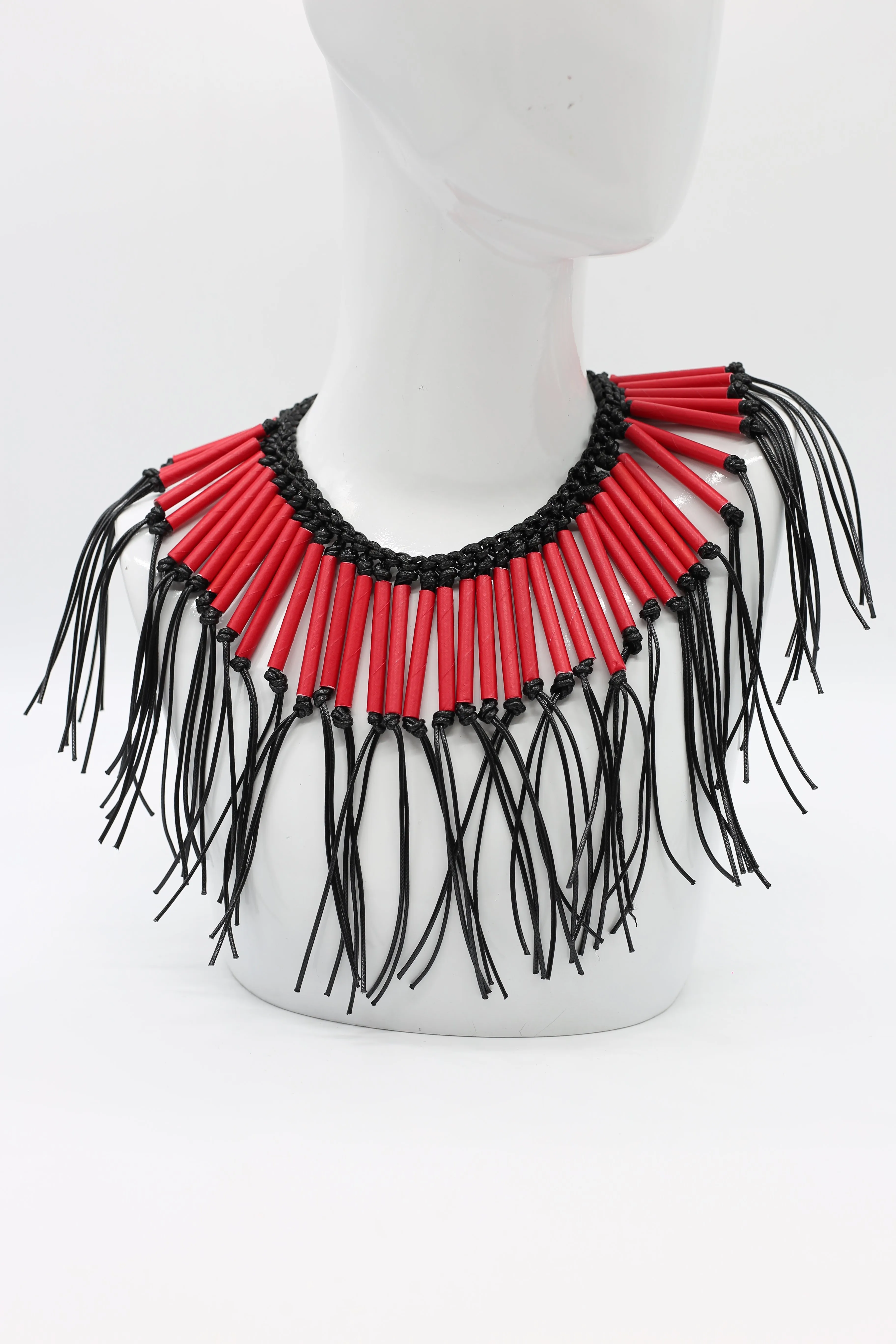 Paper Straw Tribal Fringe Short Necklaces