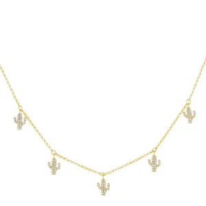 Pavé Dangling Cactus Necklace
