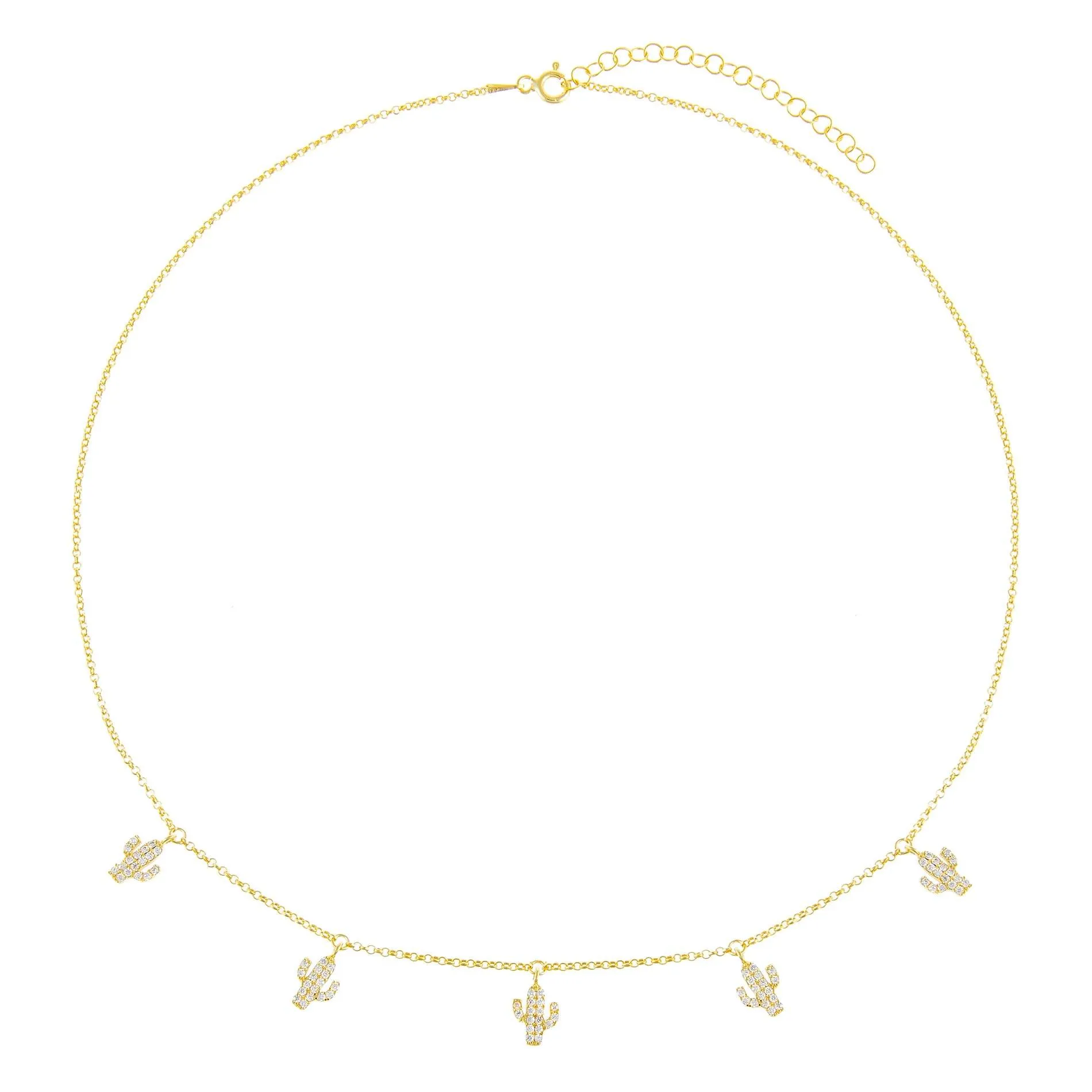 Pavé Dangling Cactus Necklace