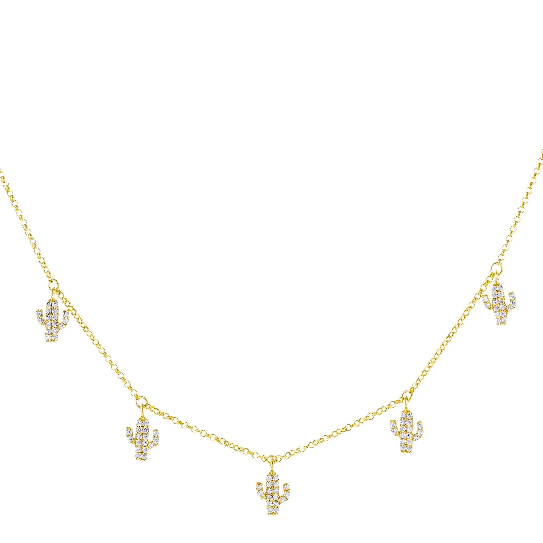 Pavé Dangling Cactus Necklace
