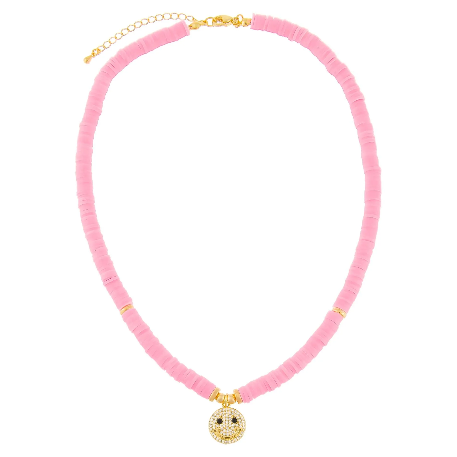 Pavé Smiley Face Beaded Necklace