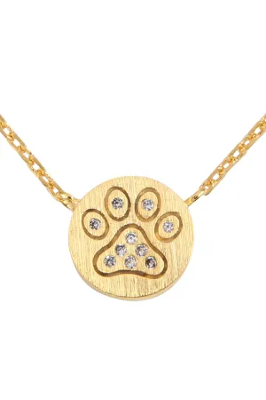 Paw Crystal Pave Pendant Necklace Gold - Pack of 6