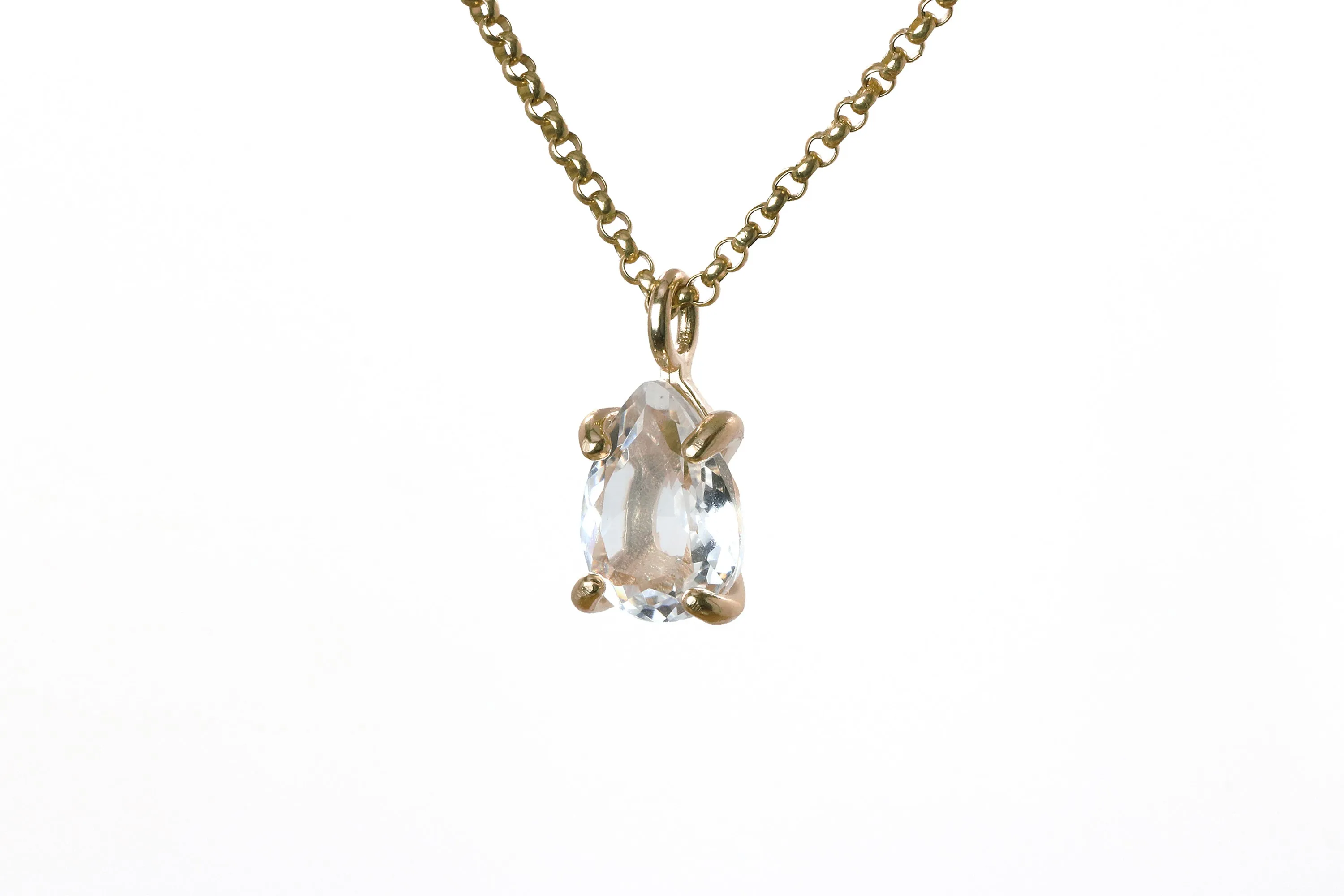 Pear Quartz Necklace in Silver