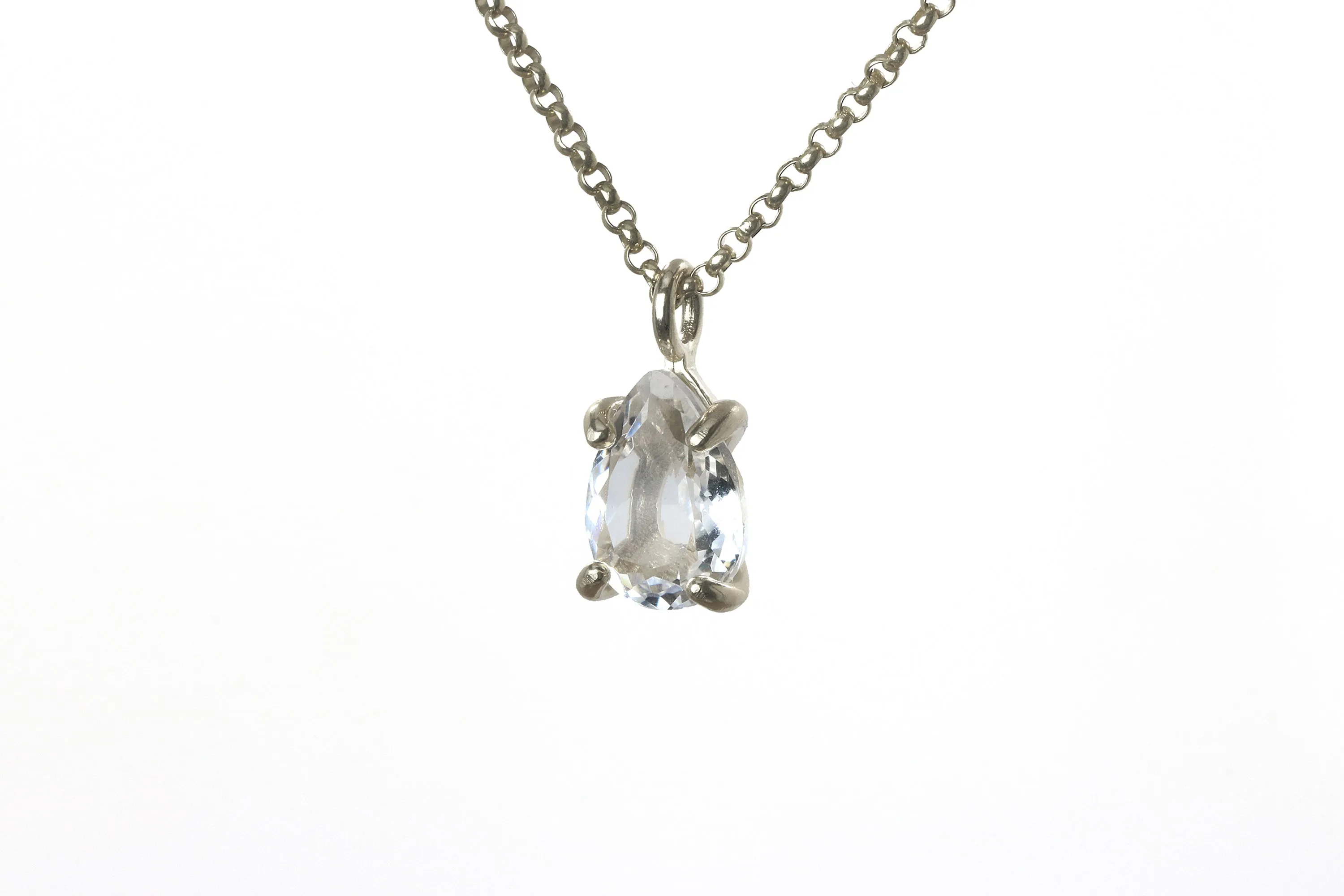 Pear Quartz Necklace in Silver