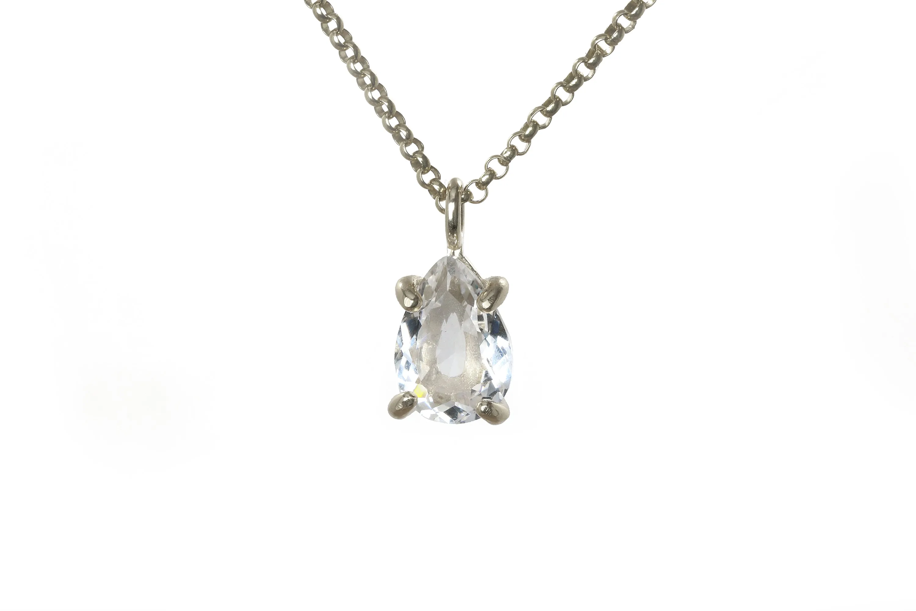 Pear Quartz Necklace in Silver