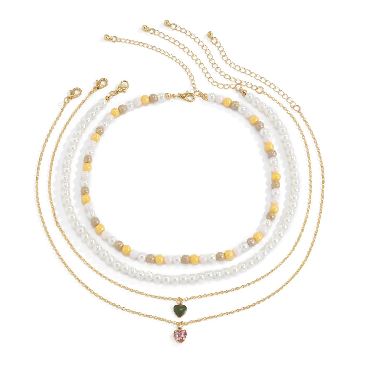 Pearl & 18K Gold-Plated Heart Pendant Necklace Set