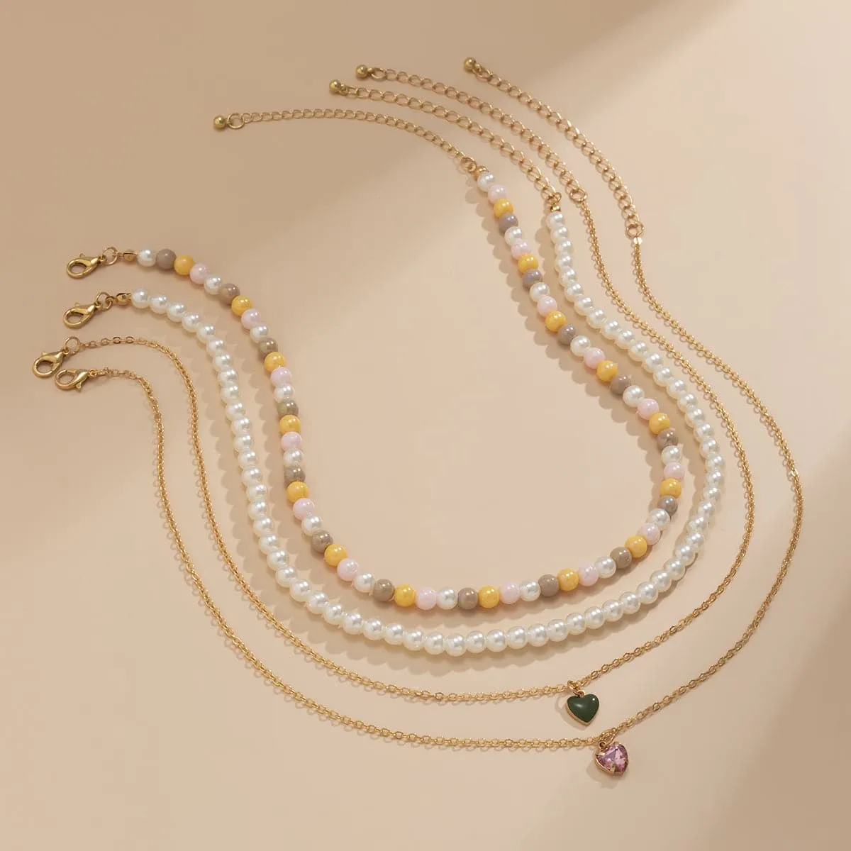 Pearl & 18K Gold-Plated Heart Pendant Necklace Set