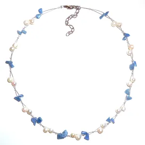Pearl & Blue Stone Necklace