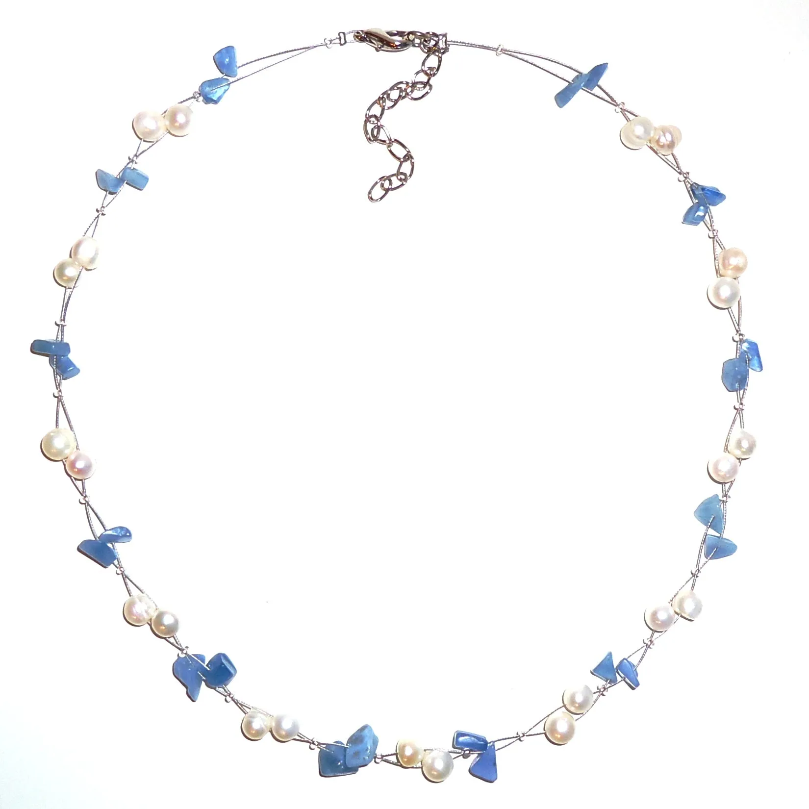 Pearl & Blue Stone Necklace