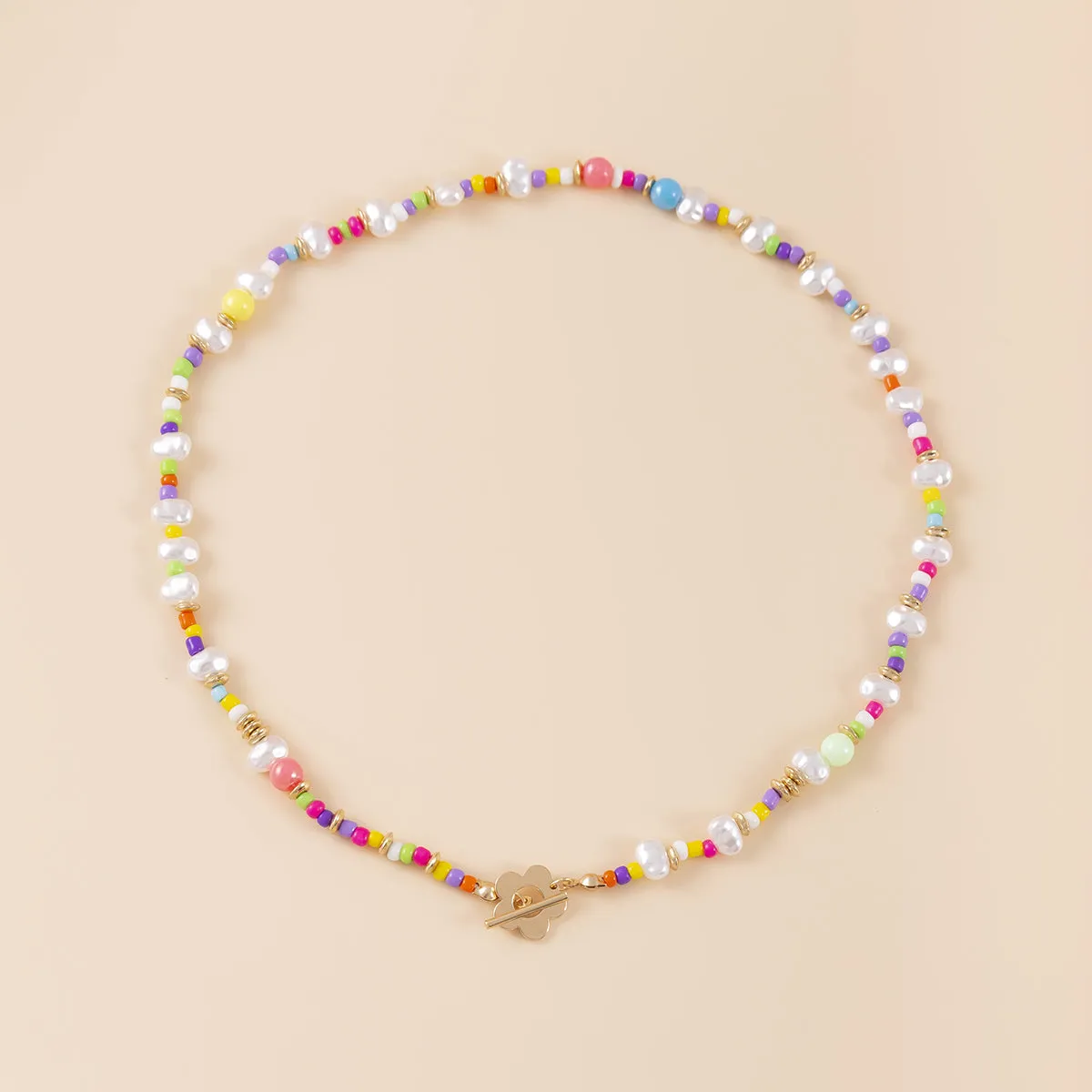Pearl & Howlite 18K Gold-Plated Floral Beaded Toggle Necklace