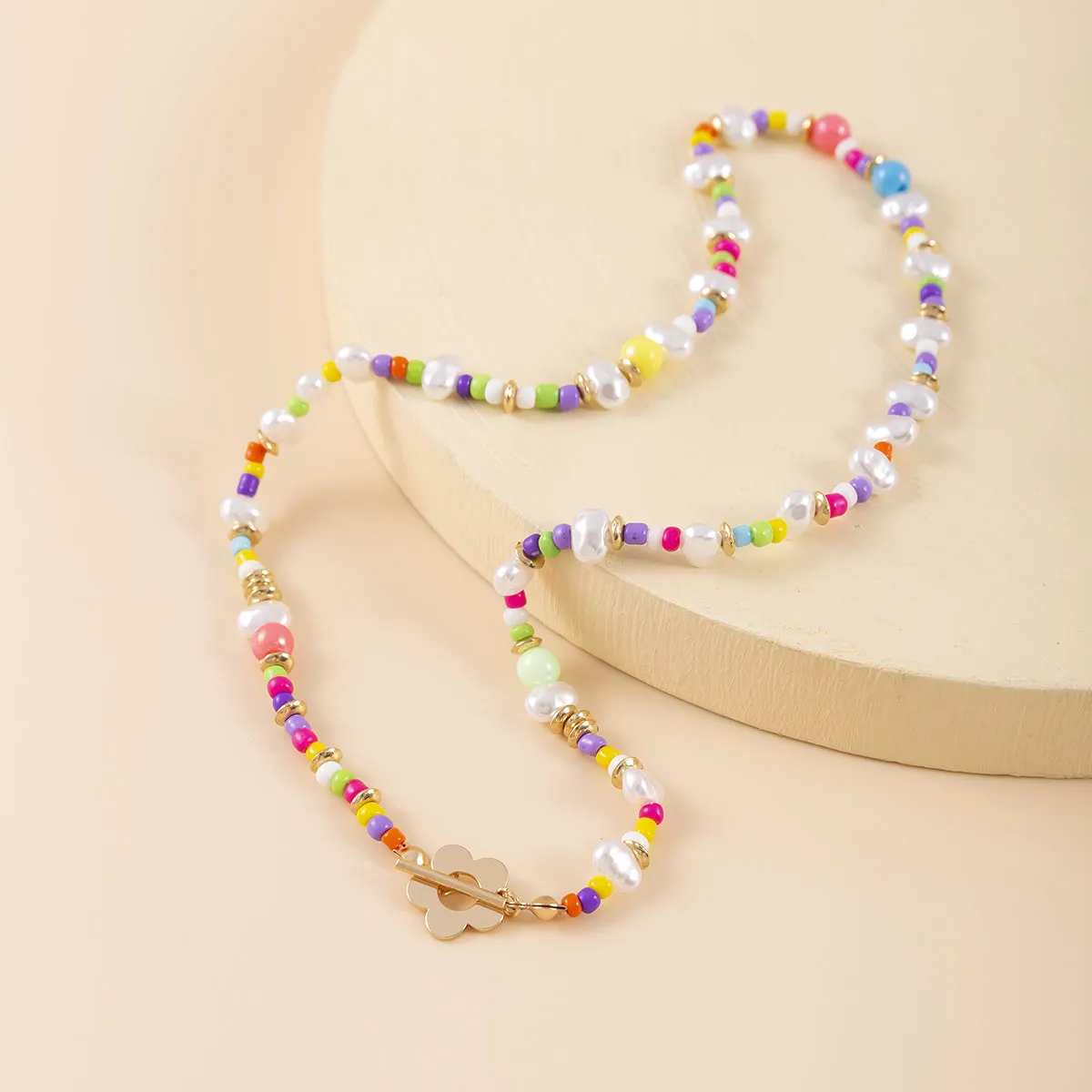 Pearl & Howlite 18K Gold-Plated Floral Beaded Toggle Necklace