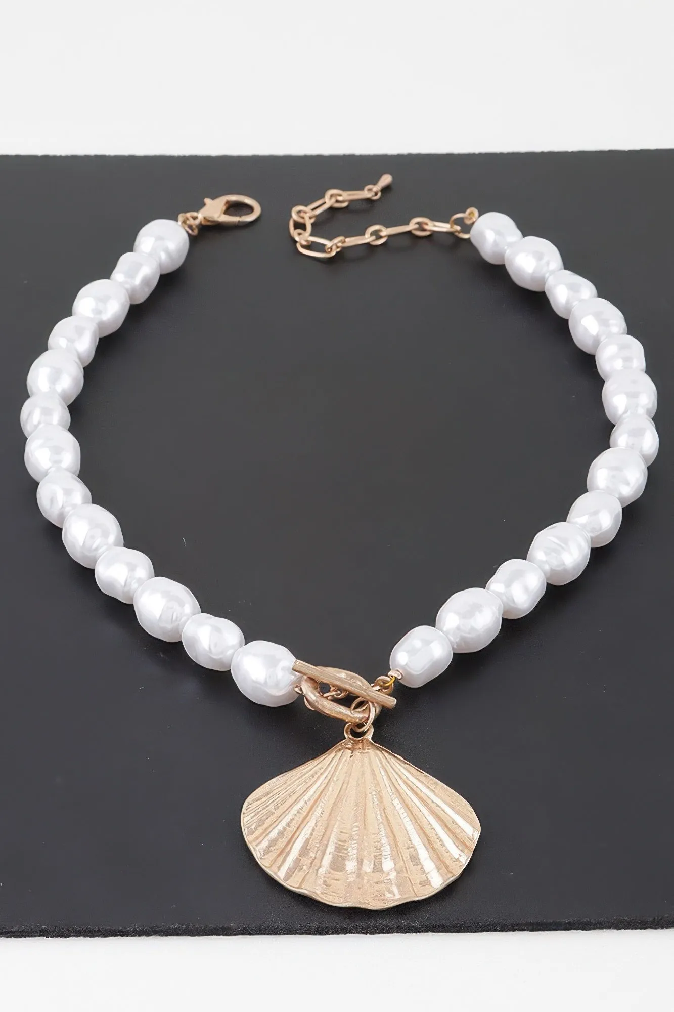 Pearl Seashell Toggle Necklace