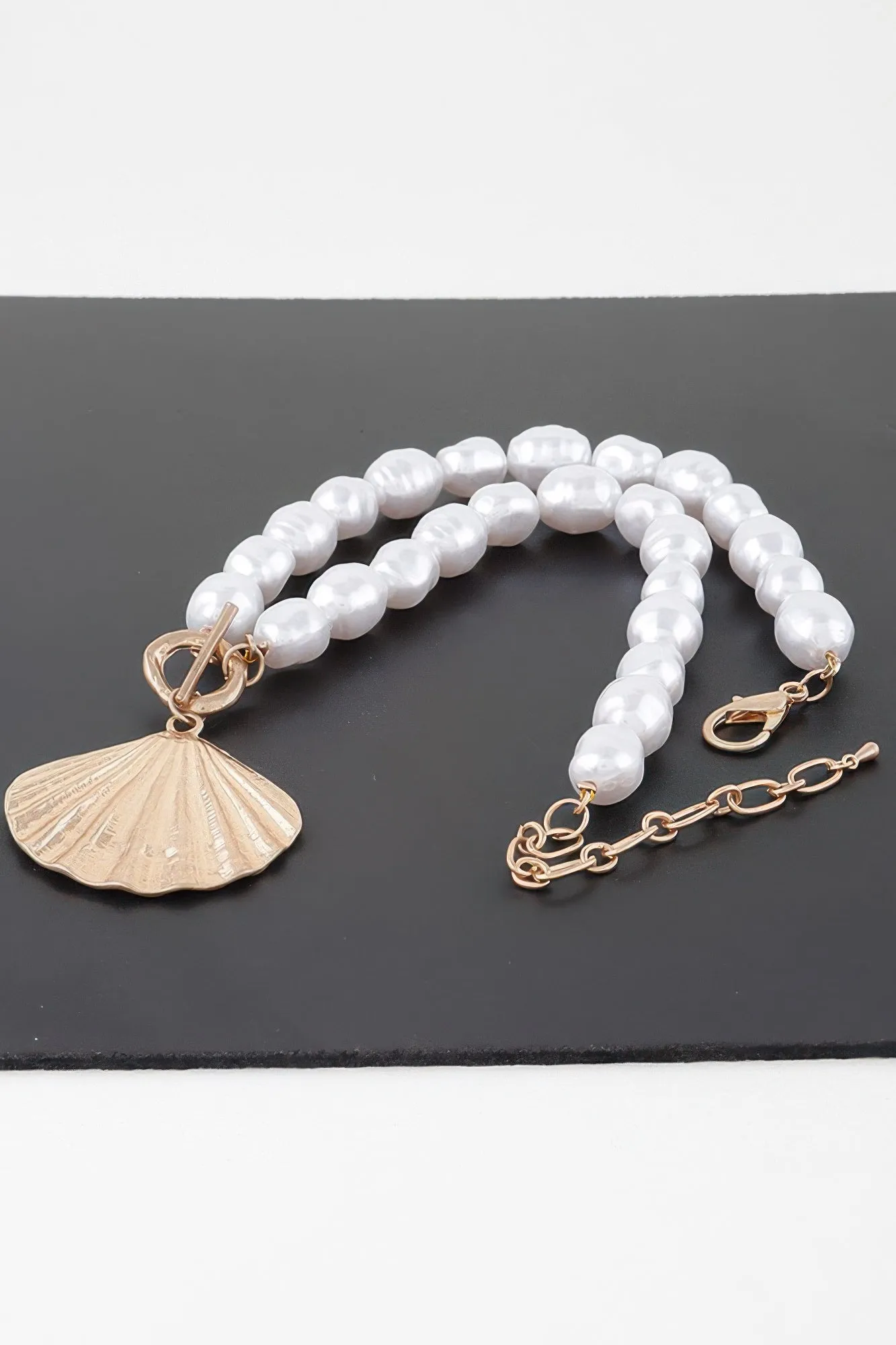Pearl Seashell Toggle Necklace